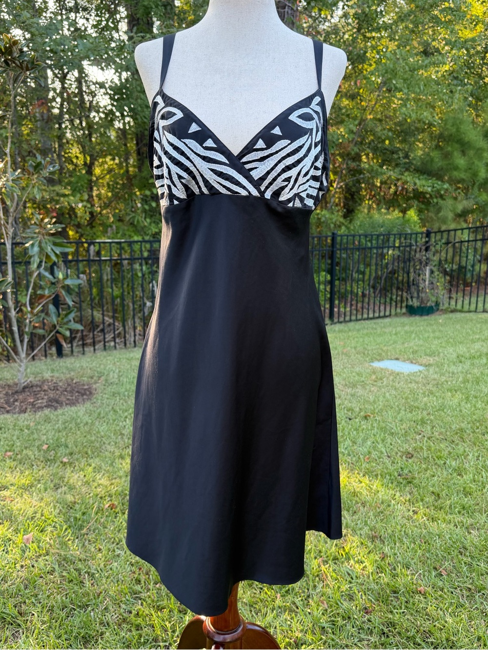 Cruz by Natori Black “Animal House” Slip Dress with Zebra Accents